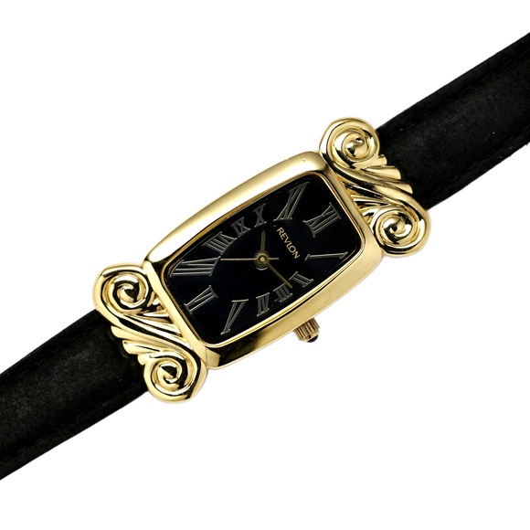 Revlon Vintage 1990s Ladies Tank Watch Scroll Design Gold Plated Ladies Watch main image 6